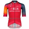 Completo Maglia + Pantaloncino con bretelle 2023 INEOS Grenadiers Manica Corta Rosso Blu Scuro